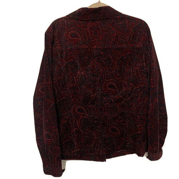 Charter Club Womens Plus Size 1X Multicolor Paisley Print Corduroy Button Blouse - Picture 3 of 5